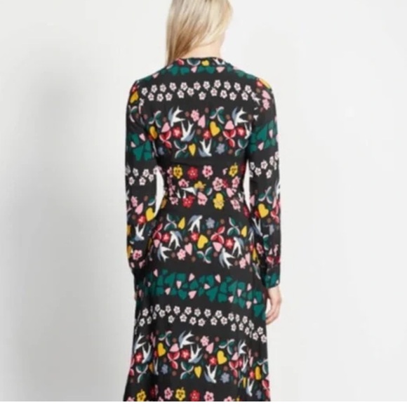 Boden Floral Long Sleeve Dress - Black and Multicolor - Picture 3 of 14